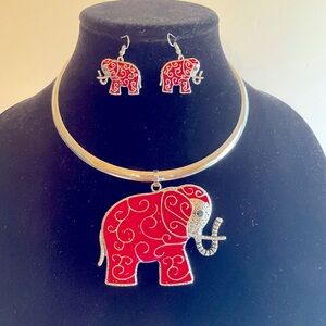 LAST CHANCE SALE! 🌸 Red elephant necklace & earrings set